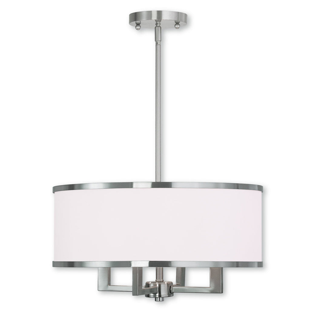 Livex Park Ridge 4 Light Brushed Nickel Chandelier - C185-62615-91