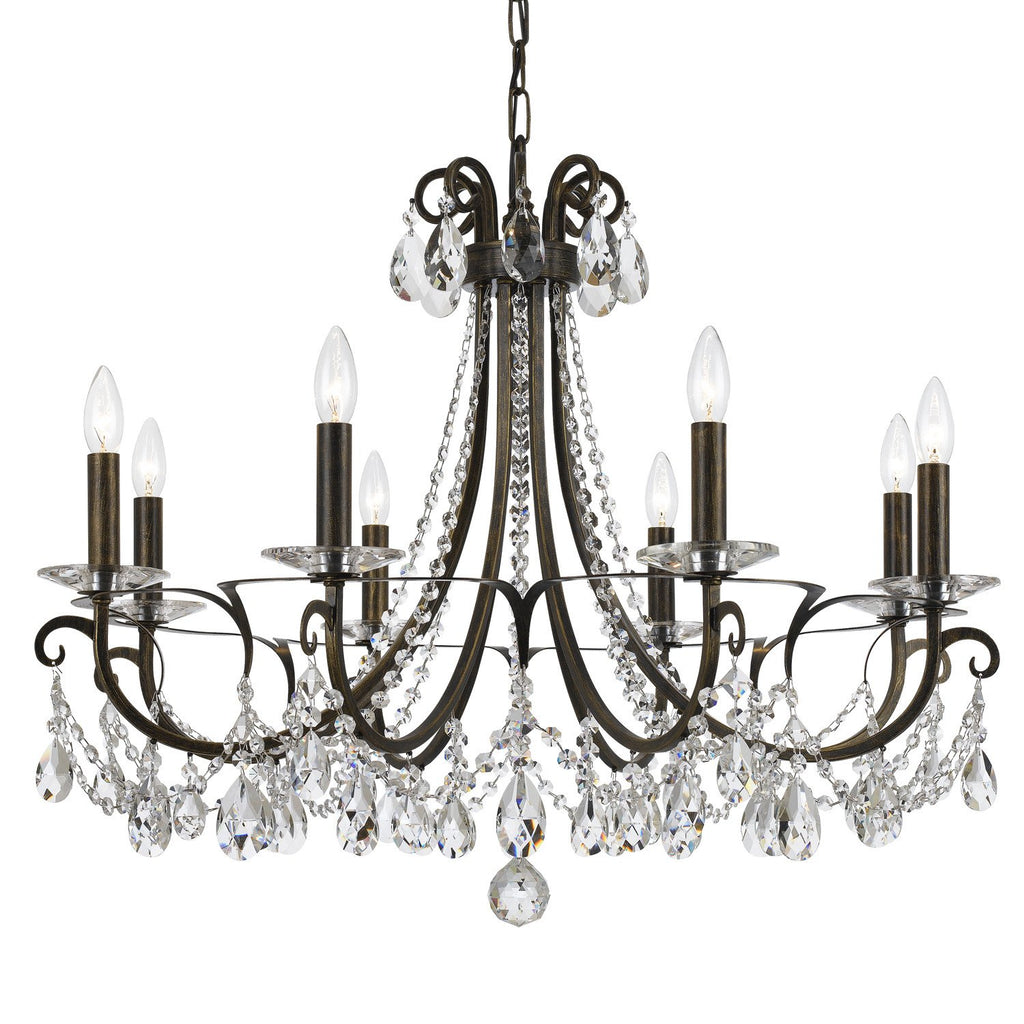 8 Light English Bronze Transitional Modern Chandelier Draped In Clear Hand Cut Crystal - C193-6828-EB-CL-MWP