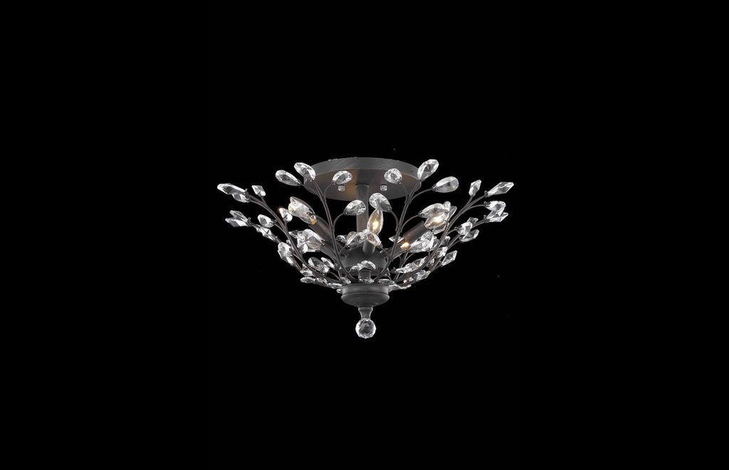 C121-2011F27DB/EC - Regency Lighting: Orchid 6 light Dark Bronze Flush Mount Clear Elegant Cut Crystal