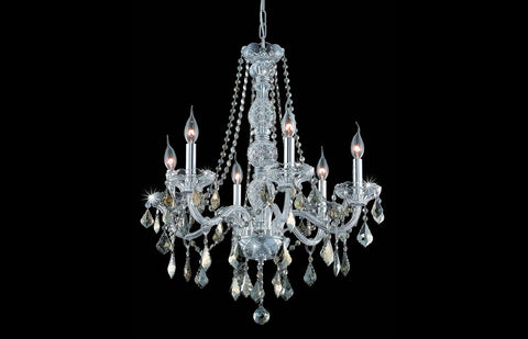 C121-7856D24C-GT/RC - Regency Lighting: Verona 6 light Chrome Chandelier Golden Teak (Smoky) Royal Cut Crystal