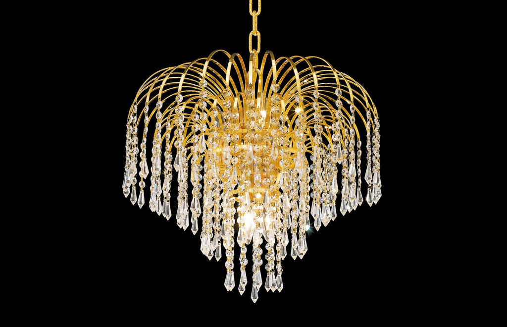 C121-6801D19G/EC - Regency Lighting: Falls 6 light Gold Pendant Clear Elegant Cut Crystal