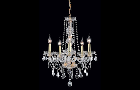 C121-7855D21G/EC - Regency Lighting: Verona 5 light Gold Chandelier Clear Elegant Cut Crystal