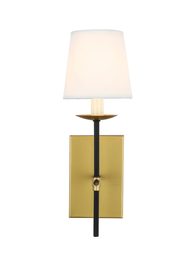 ZC121-LD6102W4BRBK - Living District: Eclipse 1 light Brass and Black and White shade wall sconce