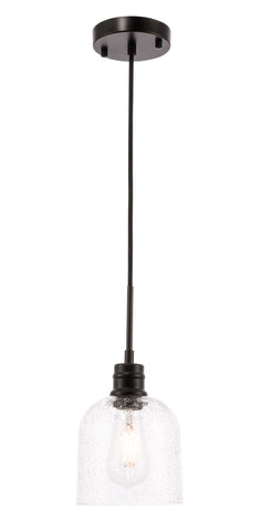 ZC121-LD6210BK - Living District: Gabe 1 light Black and Clear seeded glass pendant