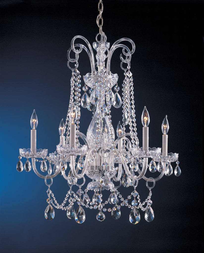 6 Light Polished Chrome Crystal Chandelier Draped In Clear Swarovski Strass Crystal - C193-1030-CH-CL-S