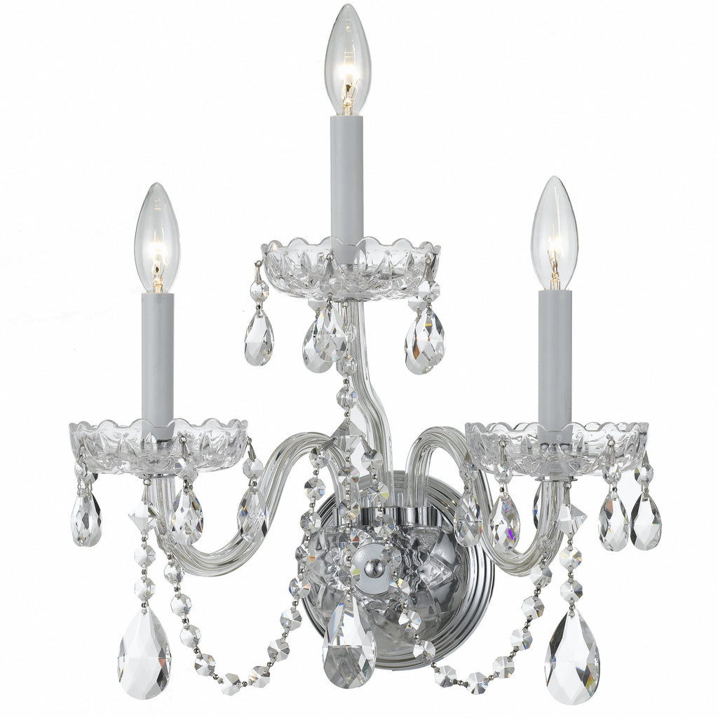 3 Light Polished Chrome Crystal Sconce Draped In Clear Spectra Crystal - C193-1033-CH-CL-SAQ