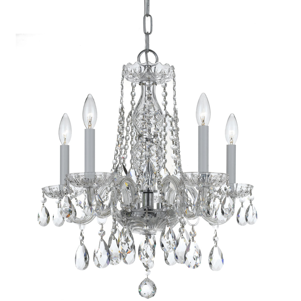 5 Light Polished Chrome Crystal Mini Chandelier Draped In Clear Swarovski Strass Crystal - C193-1061-CH-CL-S