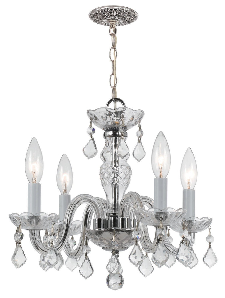 4 Light Polished Chrome Crystal Mini Chandelier Draped In Clear Hand Cut Crystal - C193-1064-CH-CL-MWP