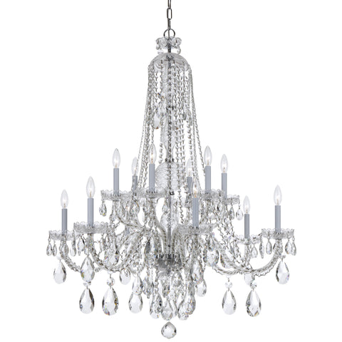 12 Light Polished Chrome Crystal Chandelier Draped In Clear Hand Cut Crystal - C193-1112-CH-CL-MWP