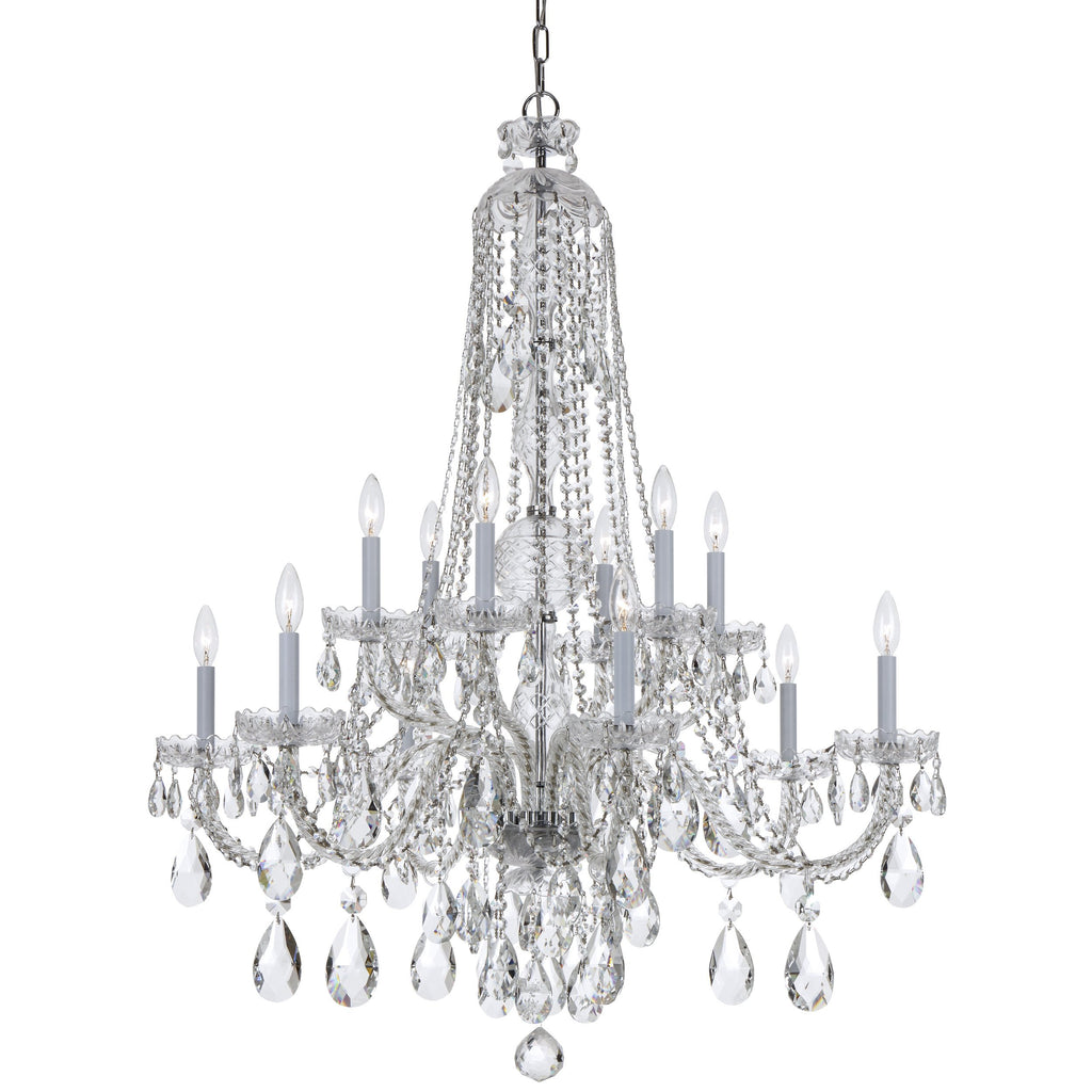 12 Light Polished Chrome Crystal Chandelier Draped In Clear Swarovski Strass Crystal - C193-1112-CH-CL-S