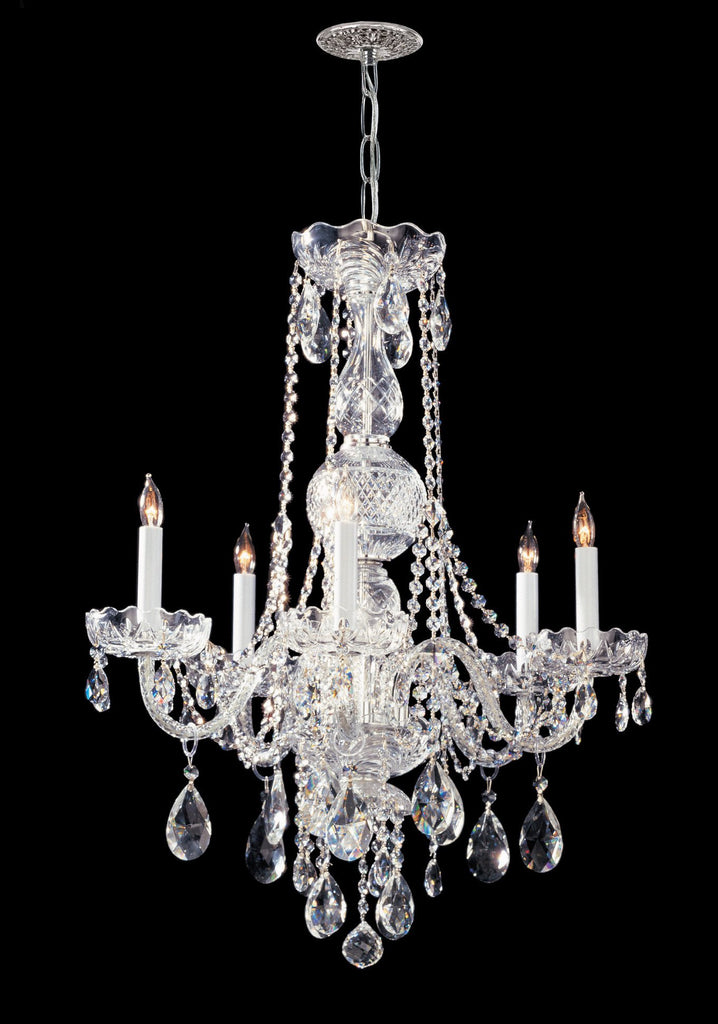 5 Light Polished Chrome Crystal Chandelier Draped In Clear Hand Cut Crystal - C193-1115-CH-CL-MWP