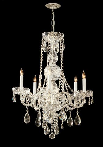 5 Light Polished Brass Crystal Chandelier Draped In Clear Spectra Crystal - C193-1115-PB-CL-SAQ