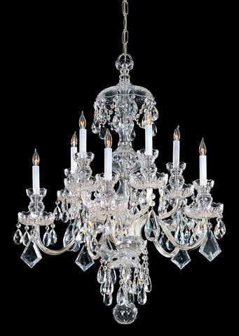 10 Light Polished Brass Crystal Chandelier Draped In Clear Hand Cut Crystal - C193-1140-PB-CL-MWP