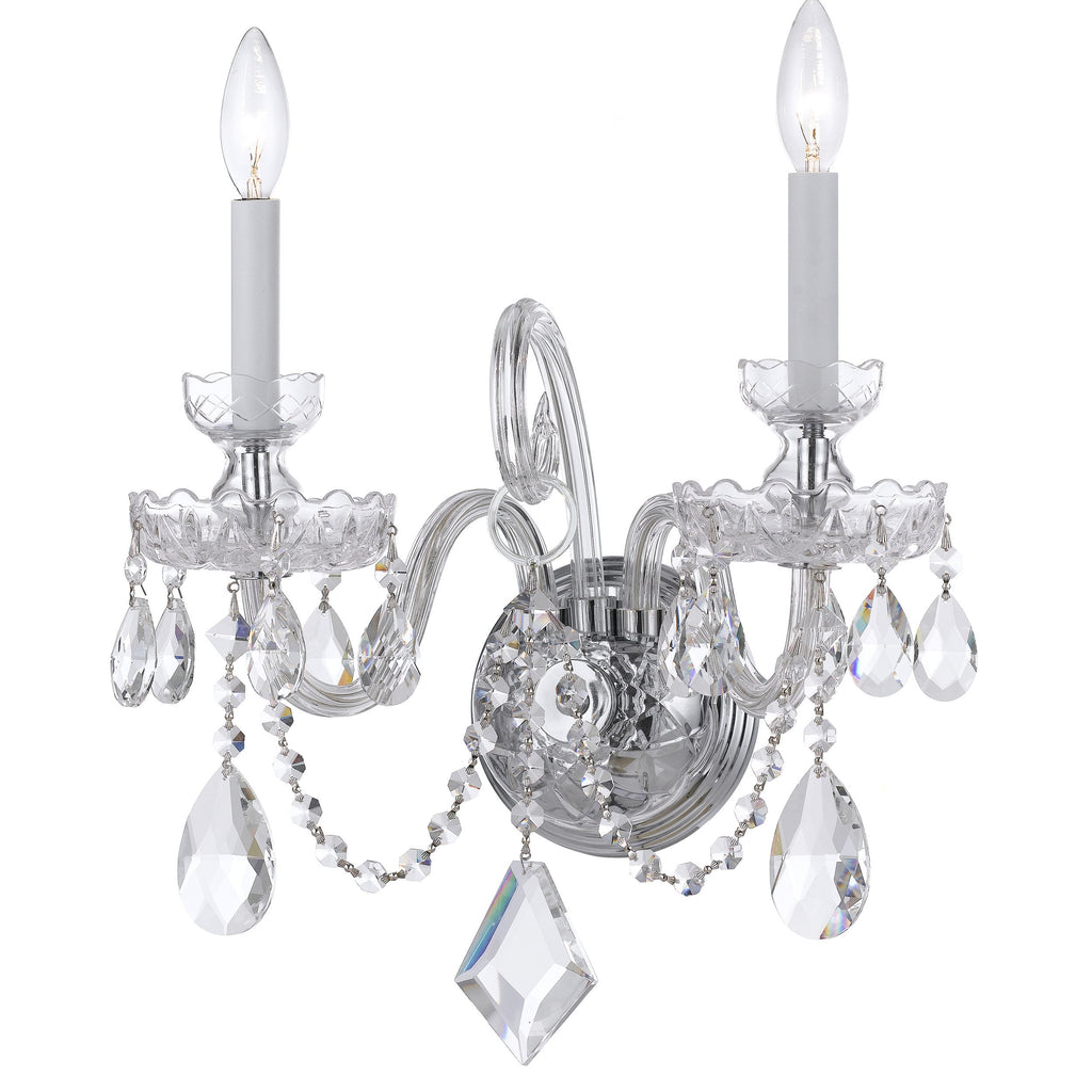 2 Light Polished Chrome Crystal Sconce Draped In Clear Hand Cut Crystal - C193-1142-CH-CL-MWP