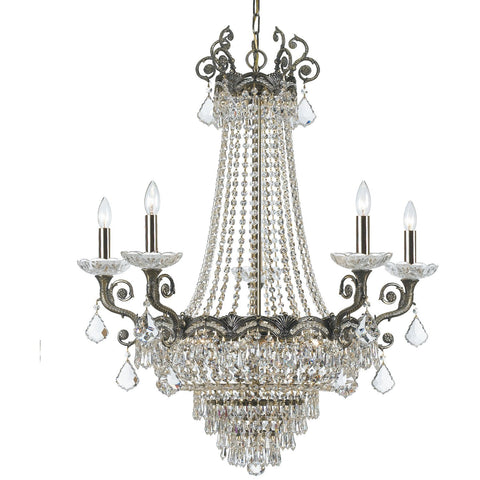 13 Light Historic Brass Crystal Chandelier Draped In Clear Swarovski Strass Crystal - C193-1486-HB-CL-S