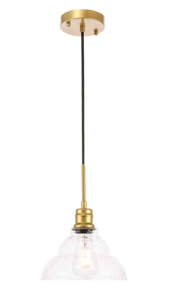 ZC121-LD6218BR - Living District: Gil 1 light Brass and Clear seeded glass pendant