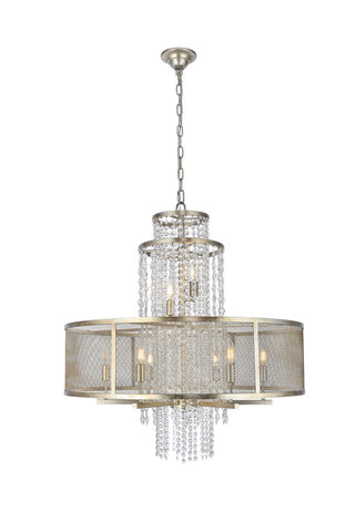 ZC121-1540D32ASL - Urban Classic: Legacy 8 light Antique Sliver Leaf Chandelier Clear Royal Cut Crystal