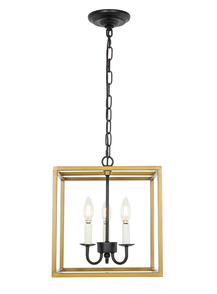 ZC121-LD6105D12BRBK - Living District: Eclipse 3 light Brass and Black pendant