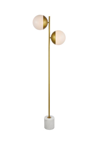 ZC121-LD6114BR - Living District: Eclipse 2 Lights Brass Floor Lamp With Frosted White Glass