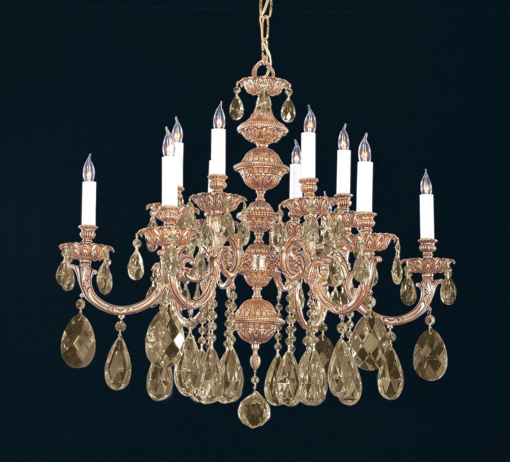 12 Light Olde Brass Crystal Chandelier - C193-2512-OB-GTS