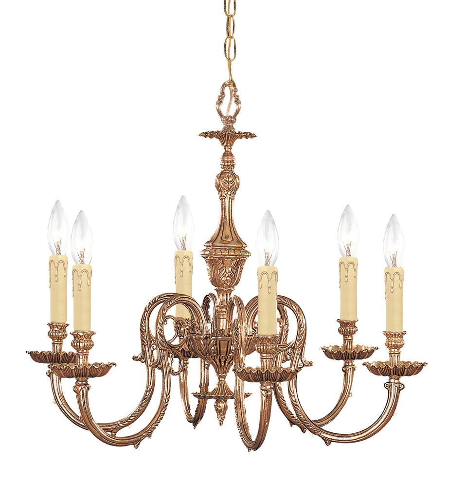 6 Light Olde Brass Crystal Chandelier - C193-2606-OB