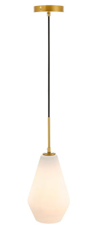 ZC121-LD2261BR - Living District: Gene 1 light Brass and Frosted white glass pendant