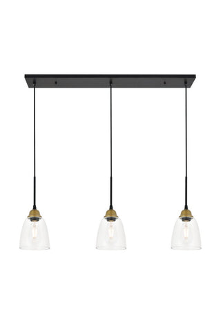 ZC121-LD4013D38BRB - Living District: Felicity 3 light brass and black Pendant