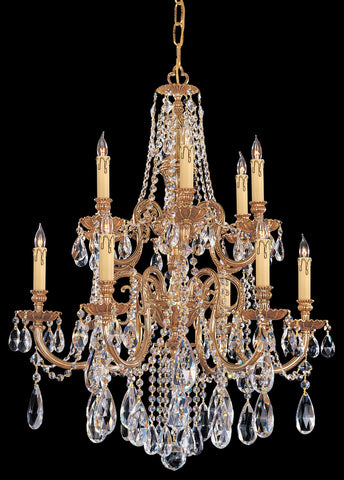 12 Light Olde Brass Crystal Chandelier Draped In Clear Swarovski Strass Crystal - C193-2712-OB-CL-S