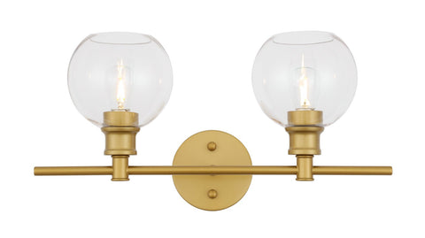 ZC121-LD2314BR - Living District: Collier 2 light Brass and Clear glass Wall sconce