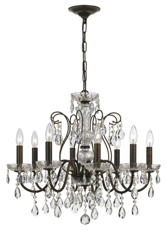 8 Light English Bronze Traditional  Modern Chandelier Draped In Clear Hand Cut Crystal - C193-3028-EB