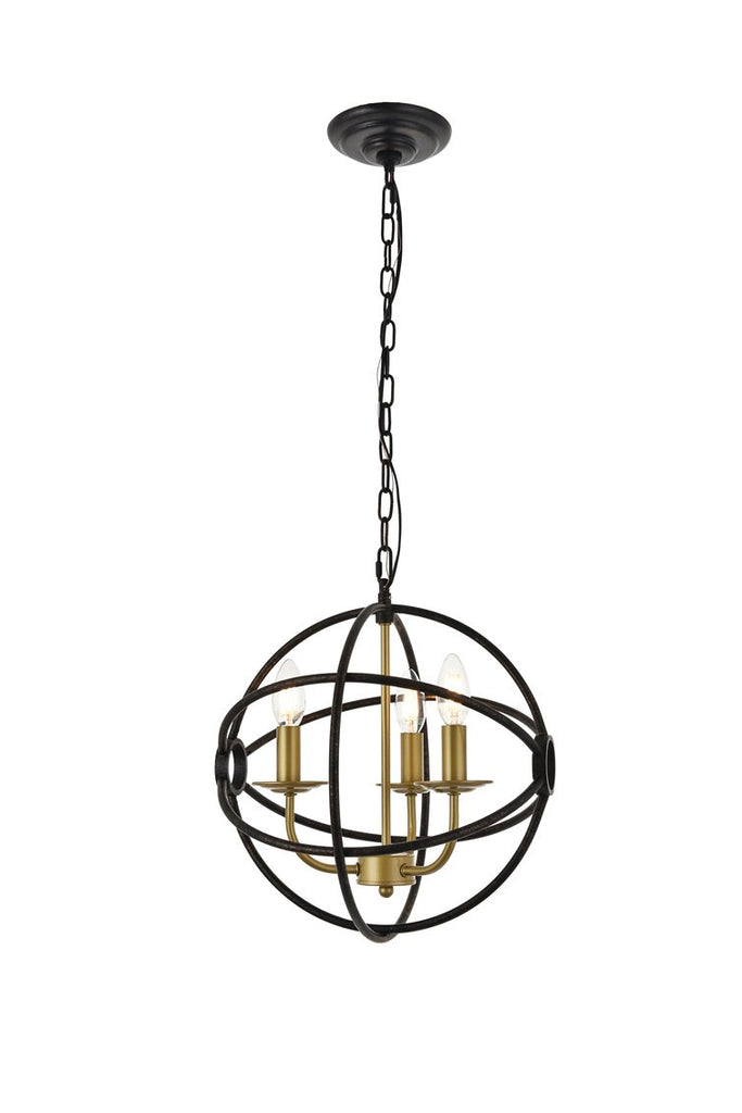 ZC121-LD4006D14BRD - Living District: Octavia 3 light Brass and Dark Brown Pendant