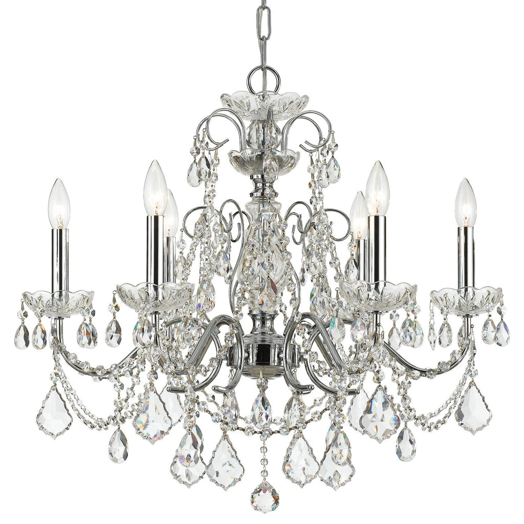 6 Light Polished Chrome Crystal Chandelier Draped In Clear Spectra Crystal - C193-3226-CH-CL-SAQ