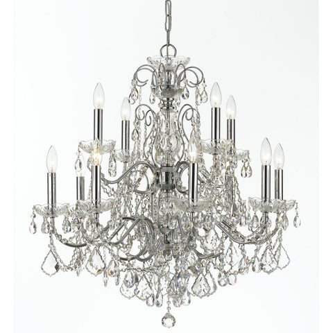 12 Light Polished Chrome Crystal Chandelier Draped In Clear Swarovski Strass Crystal - C193-3228-CH-CL-S