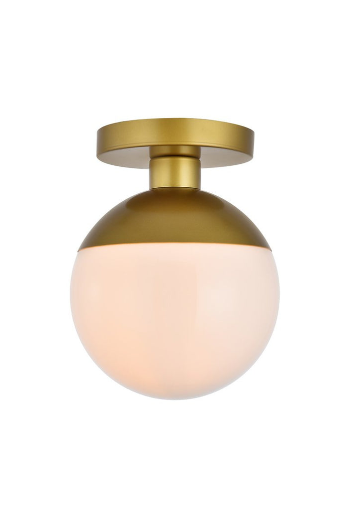 ZC121-LD6054BR - Living District: Eclipse 1 Light Brass Flush Mount With Frosted White Glass