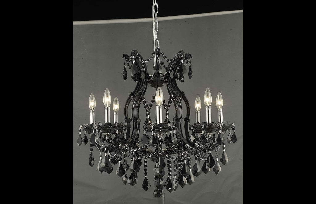 ZC121-2800D26B-JT/RC - Regency Lighting: Maria Theresa 9 light Black Chandelier Jet (Black) Royal Cut Crystal