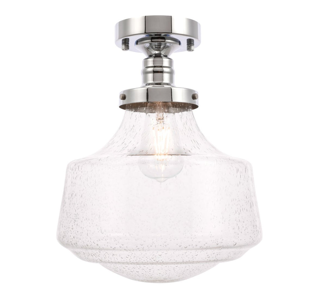 ZC121-LD6241C - Living District: Lyle 1 light Chrome and Clear seeded glass Flush mount