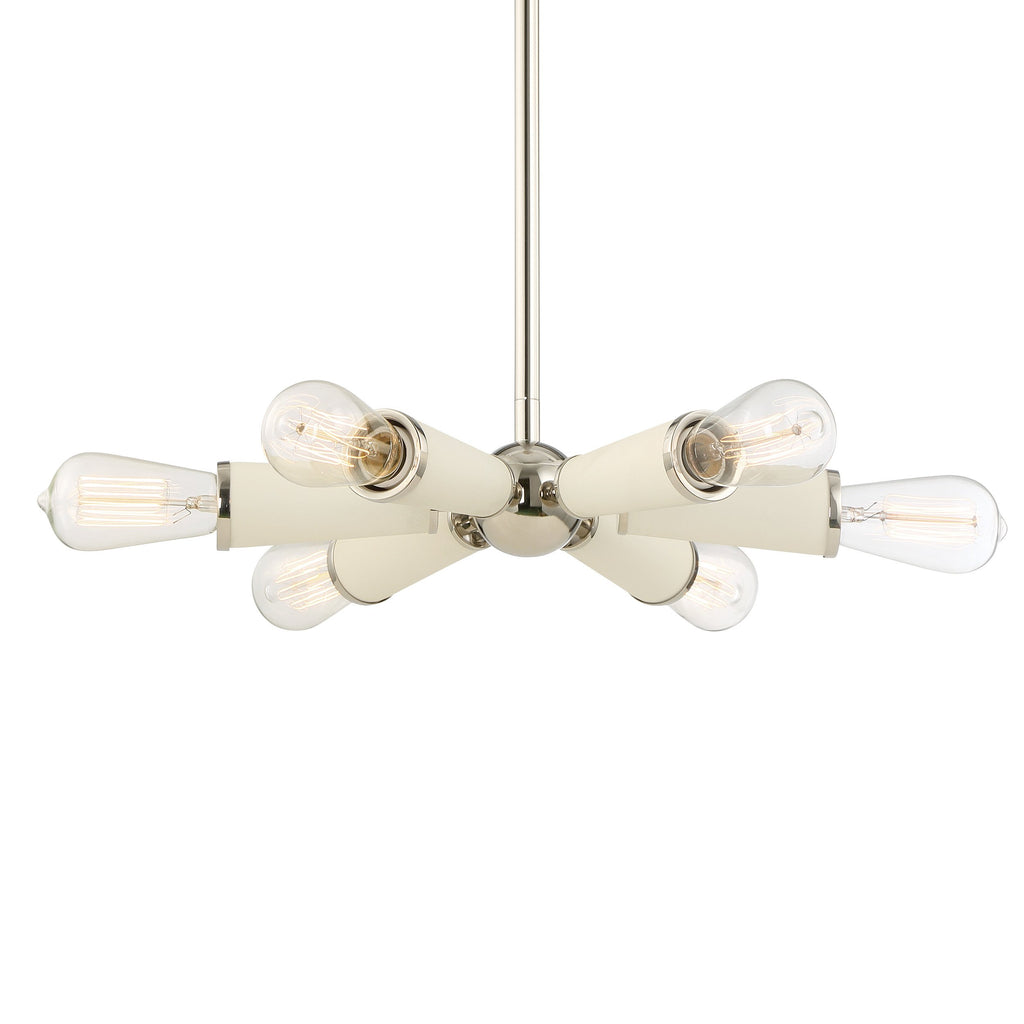 6 Light Polished Nickel Mid Century Modern Chandelier - C193-3807-PN