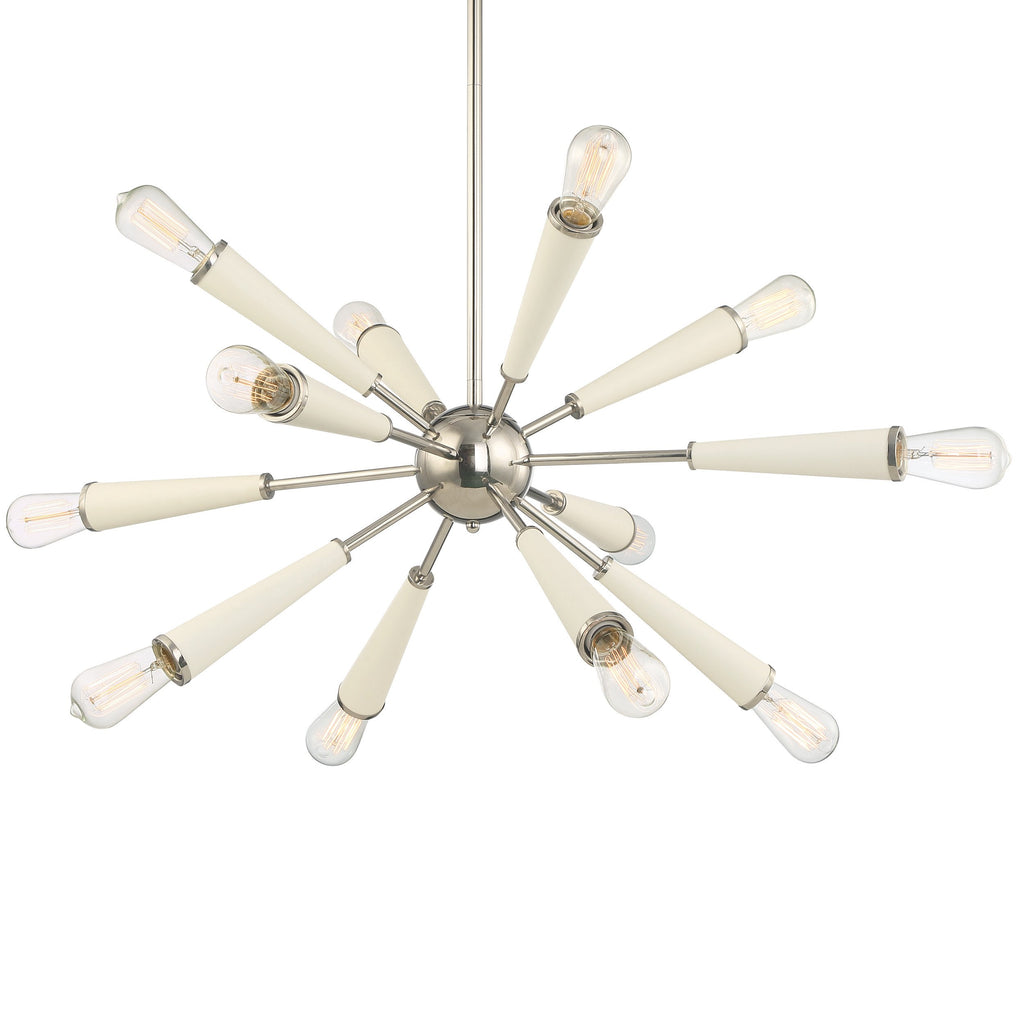 12 Light Polished Nickel Mid Century Modern Chandelier - C193-3812-PN