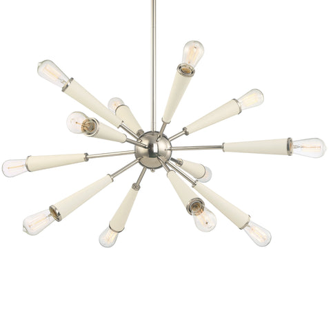 12 Light Polished Nickel Mid Century Modern Chandelier - C193-3812-PN