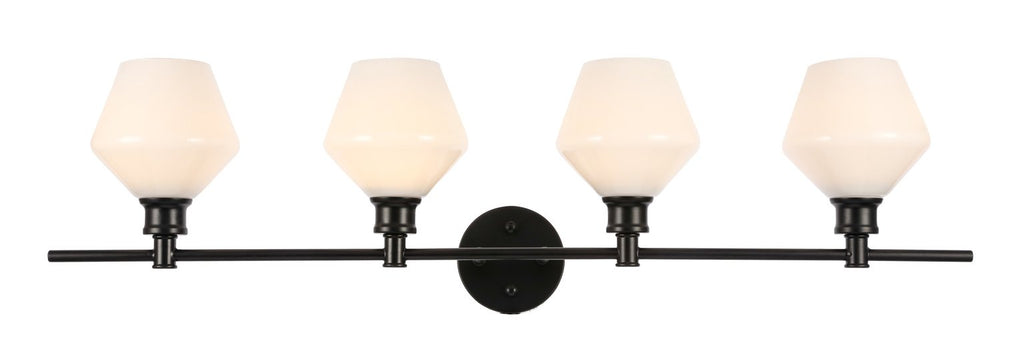 ZC121-LD2321BK - Living District: Gene 4 light Black and Frosted white glass Wall sconce