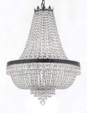Set of 2-1 French Empire Crystal Chandeliers Lighting H36" X W30" w/Dark Antique Finish! and 1 French Empire Crystal Chandeliers Lighting H30" X W24" w/Dark Antique Finish! - 1EA CB/870/14 + 1EA CB/870/9 A500-