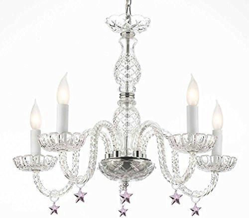 Murano Venetian Style Empress Crystal(Tm) Chandelier Lighting With Pink Stars H 25" W 24" - G46-B38/B11/384/5