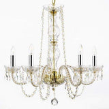 Chandelier Lighting Dressed W/Swarovski Crystal W/Chrome Sleeves! H25" X W24" - CJD-G46-B43/GOLD/384/5SW