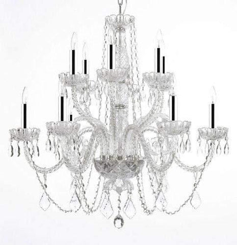 Chandelier Lighting Crystal Chandeliers w/Chrome Sleeves H27" X W32" - GO-B43/A46-385/6+6B