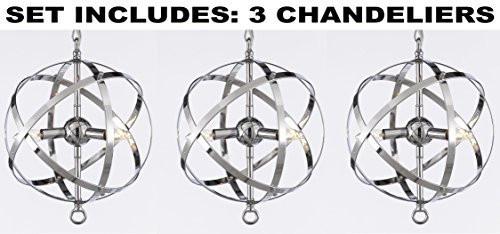 Set Of 3 Wrought (Tm) Chrome Orb Chandelier H 14.5" W 11.5" - G7-2155/3-Set Of 3