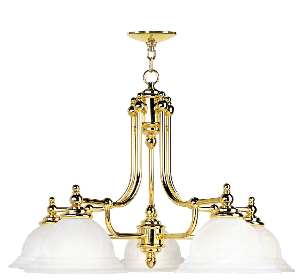 Livex North Port 5 Light Polished Brass Chandelier - C185-4255-02