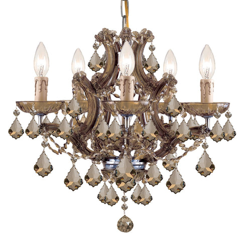 6 Light Antique Brass Crystal Mini Chandelier - C193-4405-AB-GTS