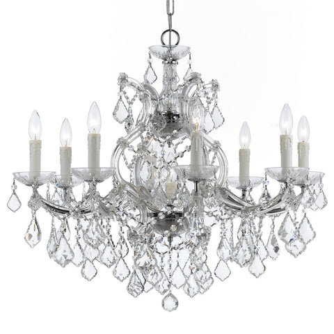 9 Light Polished Chrome Crystal Chandelier Draped In Clear Swarovski Strass Crystal - C193-4408-CH-CL-S