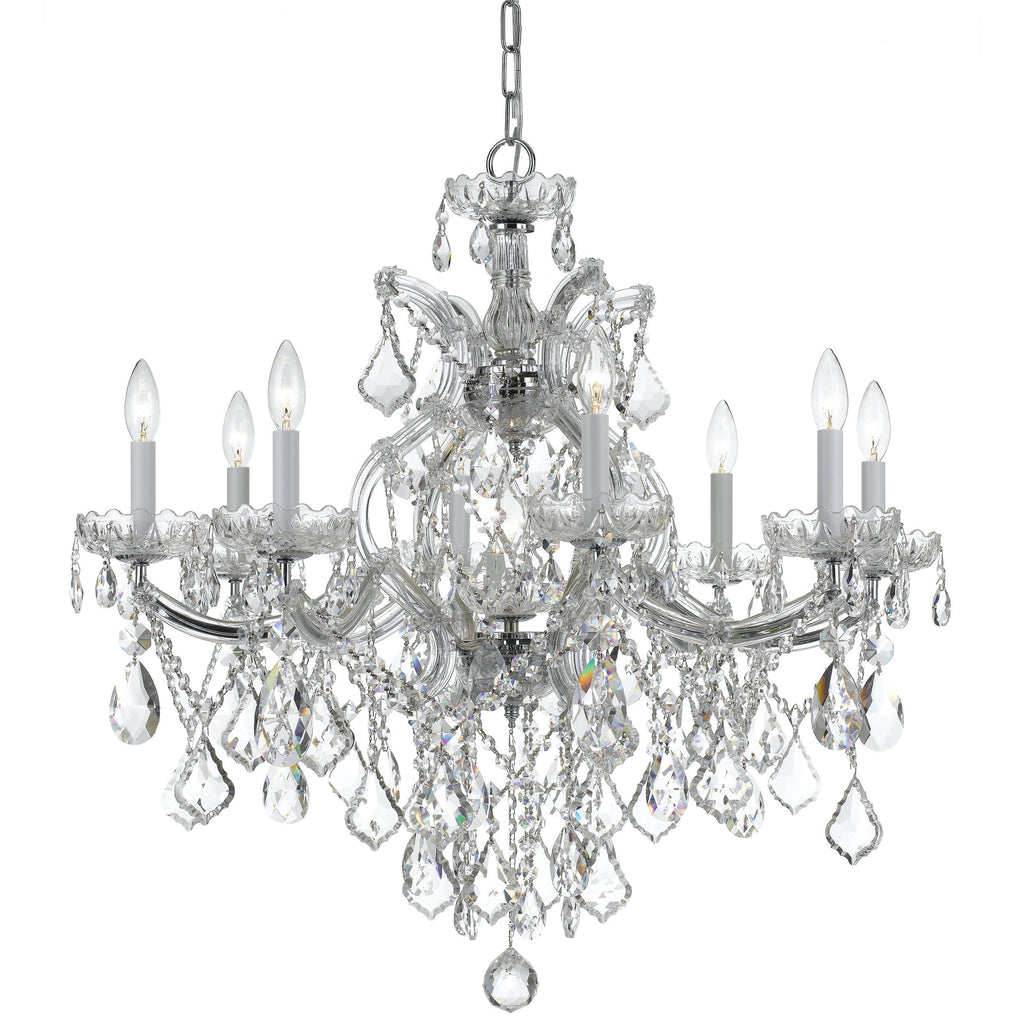 9 Light Polished Chrome Crystal Chandelier Draped In Clear Swarovski Strass Crystal - C193-4409-CH-CL-S