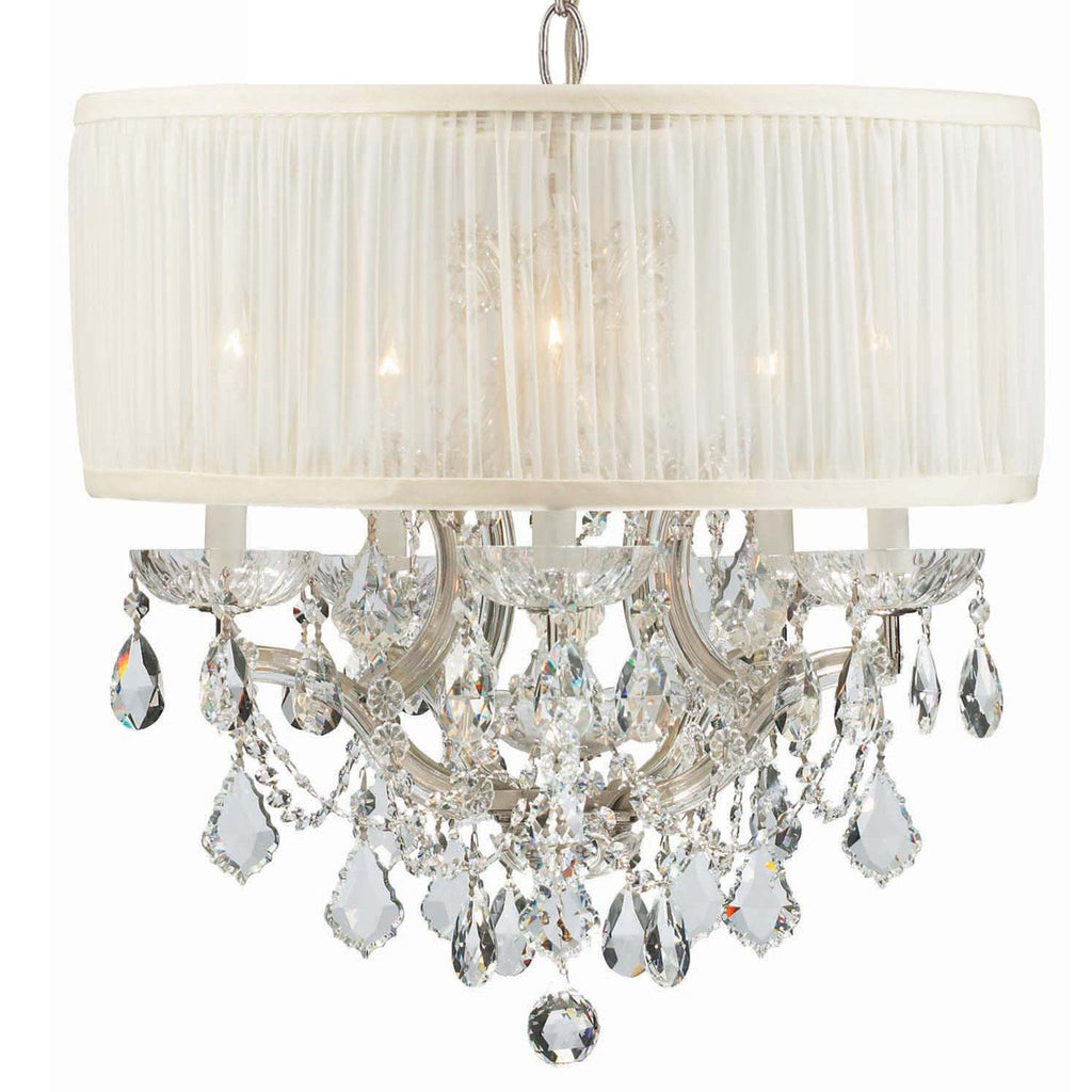 6 Light Polished Chrome Traditional Mini Chandelier Draped In Clear Swarovski Strass Crystal - C193-4415-CH-SAW-CLS